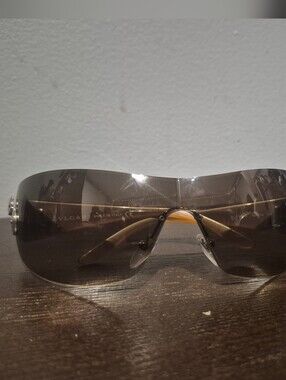 BVLGARI Womens Vintage 1990 Designer Sunglasses Brown Shield